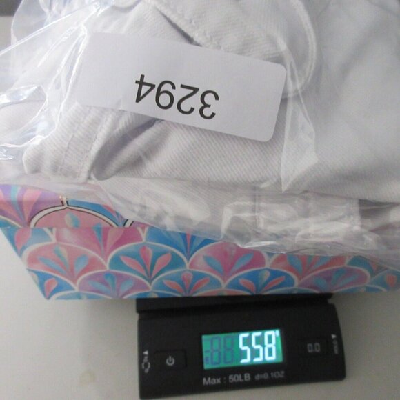 Habitual Oversize Crop Denim Jacket Women L White Short Sleeve Button Up 558 - Picture 13 of 13